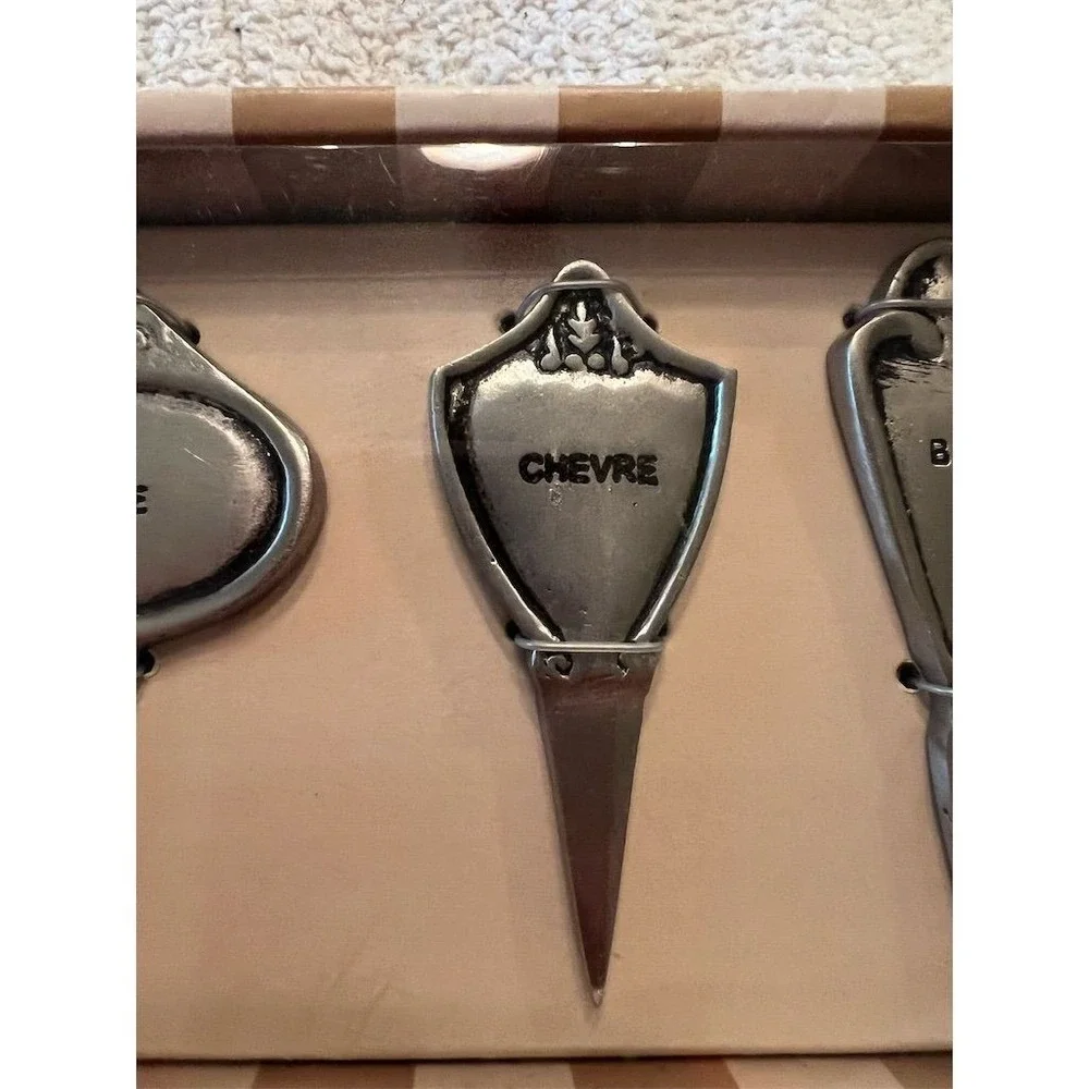 Pottery Barn Bombay Cheese Markers Set of 4 Silver Utensils Included Charcuterie